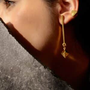 Brinco Fluorita Longo Ouro