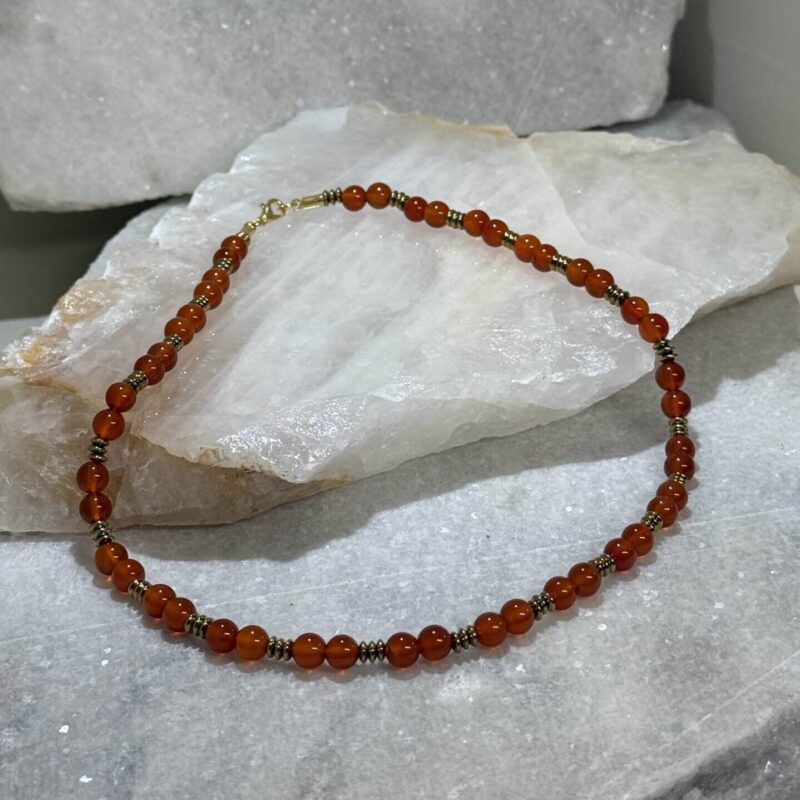 Colar Cornalina com Hematita