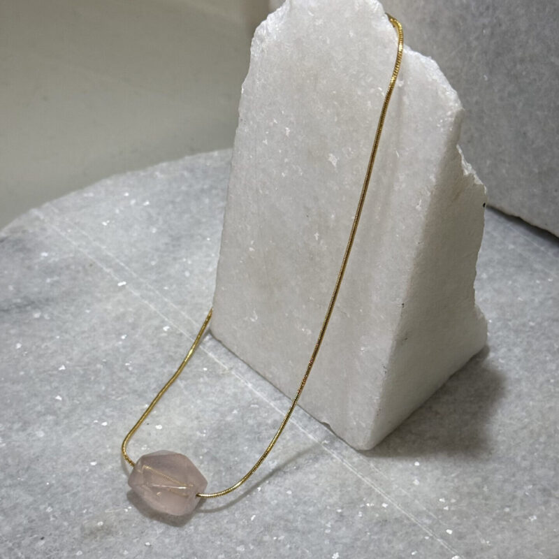 Chocker Quartzo Rosa Facetado